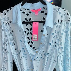 Lilly Pulitzer Light Blue Long Sleeve Eyelet Dress